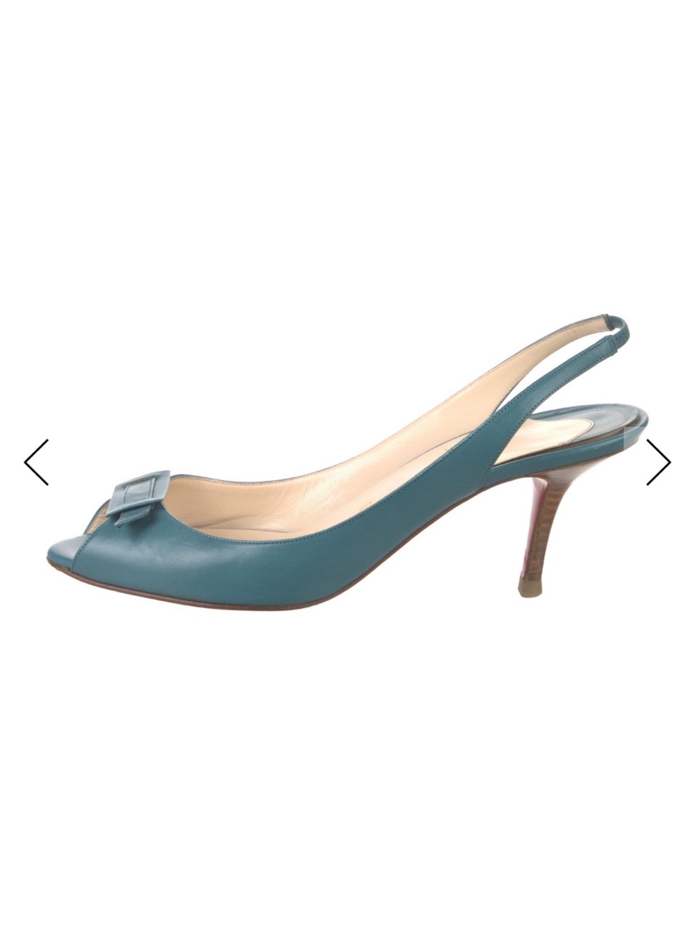 Christian Louboutin Teal Slingback Peep-Toe Pump
